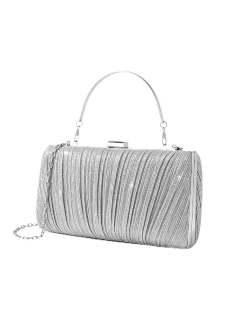 Pleated Evening Clutch with Detachable Chain for Prom Cocktail Wedding